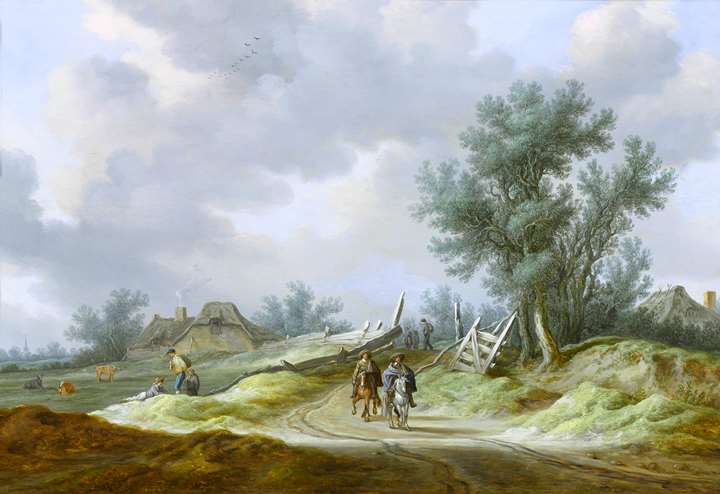 Travellers on a Path, in a Dune Landscape